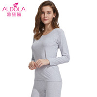 雅黛俪保暖内衣男女士圆领棉质基础薄款情侣纯色秋衣秋裤套装DYL81305 女款 浅灰 M