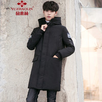 俞兆林(YUZHAOLIN)羽绒服 男士时尚简约中长款印花保暖外套B235-91862黑色M