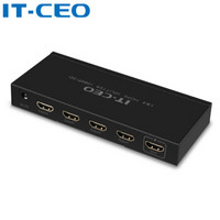 IT-CEO HDMI分配器1进4出 一进四出 数字高清线视频分屏器一分四 电脑电视投影仪连接线3D 金属壳黑 J01354