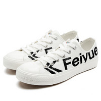 feiyue/飞跃 飞跃帆布鞋低帮涂鸦印字帆布鞋情侣款潮流男鞋女鞋小白鞋-2040系列 2043白黑 35