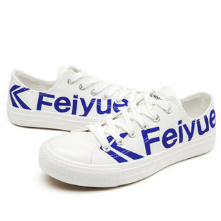 feiyue/飞跃 飞跃帆布鞋低帮涂鸦印字帆布鞋情侣款潮流男鞋女鞋小白鞋-2040系列 2040白蓝 38