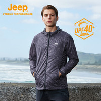 Jeep 吉普 户外防晒衣皮肤衣男UPF40+男士轻薄排汗透气防晒服百搭防风防泼水皮肤风衣男 5250 品牌黑 XL