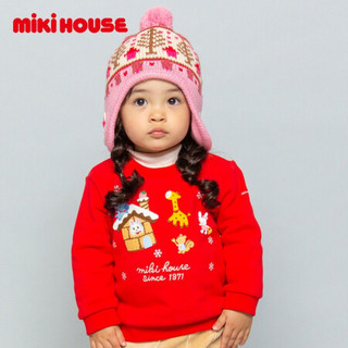 MIKIHOUSE2020新款童装女童长袖卫衣T恤日本制神秘浪漫圣诞主题卫衣13-5611-450 红色 90CM