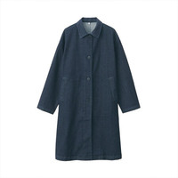 无印良品 無印良品 MUJI 女式 弹力牛仔 大衣 深海军蓝 XL