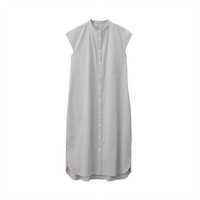 無印良品 MUJI 無印良品  女式 棉混弹力 法国袖连衣裙 灰色 S