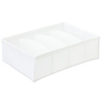 MUJI 无纺布分隔收纳盒/大/4分隔/2件装 白色 约长22.5×宽32.5x高11cm 4分隔/2片