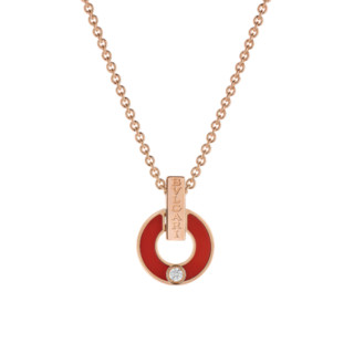 BVLGARI宝格丽女士饰品项链 18克拉黄金透雕颈链镶有珊瑚元素圆形钻石