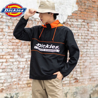 Dickies夹克男  半开襟拉链 运动夹克男 潮流工装夹克 字母印花 运动卫衣男 防风上衣 DK008143 黑色 S