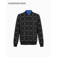 CK JEANS 2020秋冬款男装 两面穿时尚LOGO单夹克J315623 BAE-黑色/蓝色 S