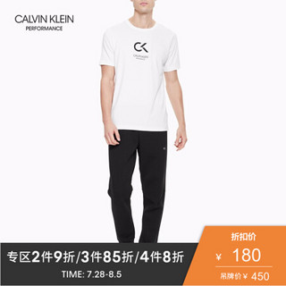 CK PERFORMANCE  男装 印花运动休闲短袖T恤 4MS9K183 100-白色 S
