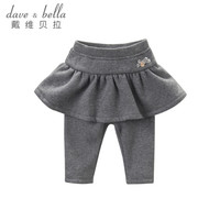 davebella戴维贝拉秋冬女童宝宝加厚打底连裙裤 深灰色 24M(80cm(建议身高73-80cm))