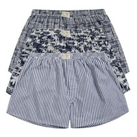 佐丹奴 男式内裤 佐丹奴男三件装四角裤男青少年棉质格子平角内裤01179139 蓝加大码(180/90A)