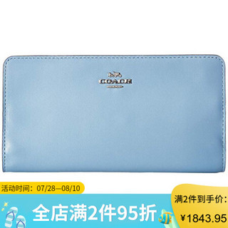 Coach蔻驰女包钱包拉链对折手机包卡包牛皮9008238 slate/silver