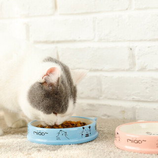 伊丽猫碗 狗碗宠物盆猫食盆饮水陶瓷盘 粉色可爱羊驼