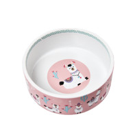 伊丽猫碗 狗碗宠物盆猫食盆饮水陶瓷盘 粉色可爱羊驼