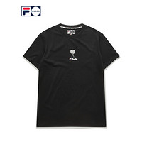 FILA FUSION 斐乐 男子短T2020夏季时尚新款潮流简约LOGO短袖衫 深黑-BK 185/104A/XXL