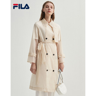 FILA（斐乐）官方 女子梭织风衣外套2020新款长款外套女腰带风衣 麦粉色-BG 180/96A/XXL