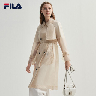 FILA（斐乐）官方 女子梭织风衣外套2020新款长款外套女腰带风衣 麦粉色-BG 180/96A/XXL