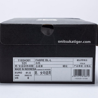 Onitsuka Tiger鬼塚虎运动休闲鞋篮球鞋男中高帮FABRE 1183A361 白色 39.5