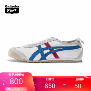 Onitsuka Tiger鬼塚虎休闲鞋男女复古小白鞋 MEXICO 66 TH2J4L-0142 白色/蓝色 38