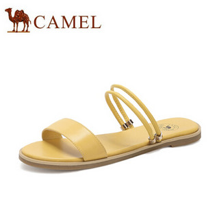 骆驼（CAMEL） 女鞋 时尚休闲百搭一字拖平底两穿凉拖 A022266232 黄色 37