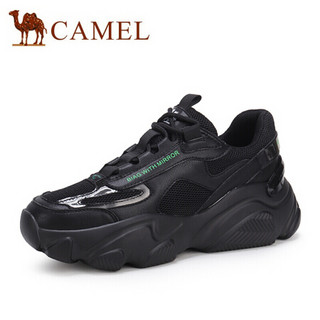 骆驼（CAMEL） 女士 初春潮飒风拼接鞋面厚底老爹鞋 A015256101 黑色 35