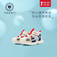 TARANIS 泰兰尼斯 童鞋婴儿鞋2020夏季新款软底包头机能凉鞋男女童沙滩凉鞋 白蓝 19(鞋内长13cm)