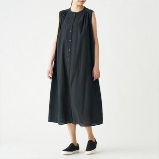 無印良品 MUJI 無印良品  女式 新疆棉强捻 无袖连衣裙 黑色 M
