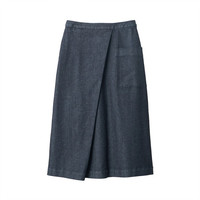 無印良品 MUJI 無印良品 女式 横竖弹力牛仔 轻便半长喇叭裙 深海军蓝 XL