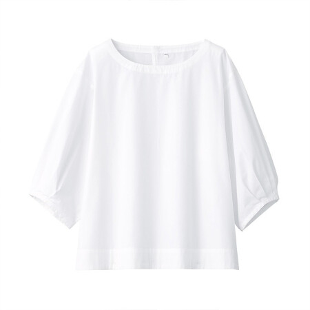 無印良品 MUJI 无印良品 女士圆领五分袖衬衫 BCA17A0A 白色  M-L