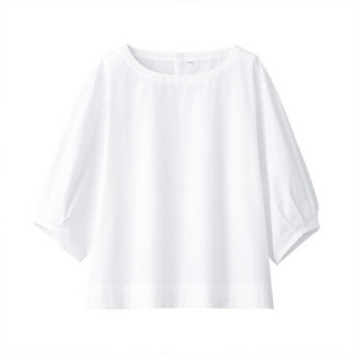 MUJI 无印良品 女士圆领五分袖衬衫 BCA17A0A 白色  M-L