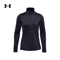 安德玛官方UA ColdGear女子1/2拉链运动长袖T恤Under Armour1356352 黑色001 L