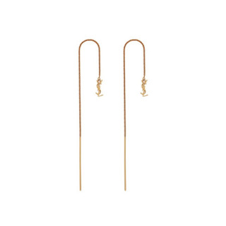 ysl圣罗兰女士饰品耳环opyum ysl字母长螺纹金属耳坠气质优雅 黄金