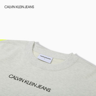 CK JEANS 2020秋冬新款 女装纯棉撞色条长袖卫衣 J214465 AET-灰色 XS