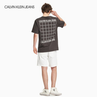 CK JEANS 2020秋冬款男装 纯棉时尚LOGO圆领短袖T恤 J315745 PRE-棕色 S