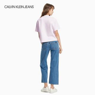 CK JEANS 2020秋冬款女装 时尚玫瑰印花圆领短袖T恤 J214199 YAF-淡粉色 XS