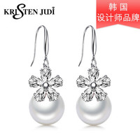 KRISTEN JUDI 红色珍珠耳环长款S925银针耳钉女本命年花朵耳坠耳饰品送女朋友老婆妈妈礼物 白色珍珠