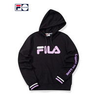 FILA FUSION 斐乐 女子连帽卫衣 2020秋季新款印花时尚休闲连帽衫 深黑-BK 165/84A/M
