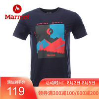 Marmot 土拨鼠 20春夏运动圆领时尚弹力棉感短袖T恤男户外 43483 北极蓝2975 L 欧码偏大