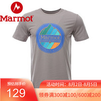 marmot/土拨鼠20鼠年春夏新款户外运动休闲男士柔软弹力透气圆领短袖时尚T恤 H43425 雨凇灰504 XXL 欧码偏大