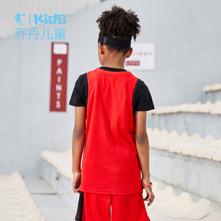 乔丹官方旗舰童装儿童2020夏季新款篮球服套装小学生两件套训练服男童运动服 火焰红 150cm