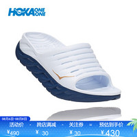 HOKA ONE ONE女奥拉2休闲运动舒缓拖鞋Ora Recovery厚底缓冲支撑 白色/靛蓝 US 5/ 220mm