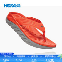 HOKA ONE ONE男Ora Recovery休闲运动舒缓拖鞋厚底人字拖 中国红 / 鸽灰 US 9 /270mm