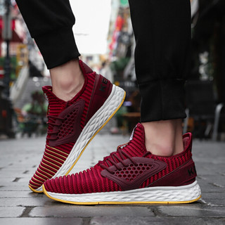 KELME 卡尔美 运动鞋男女鞋春季新款透气休闲鞋情侣百搭防滑跑步鞋66831203 酒红 41