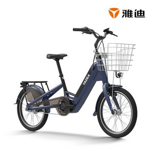 雅迪新款SC500电动锂电自行车安全品质电踏车亲子车 深蓝