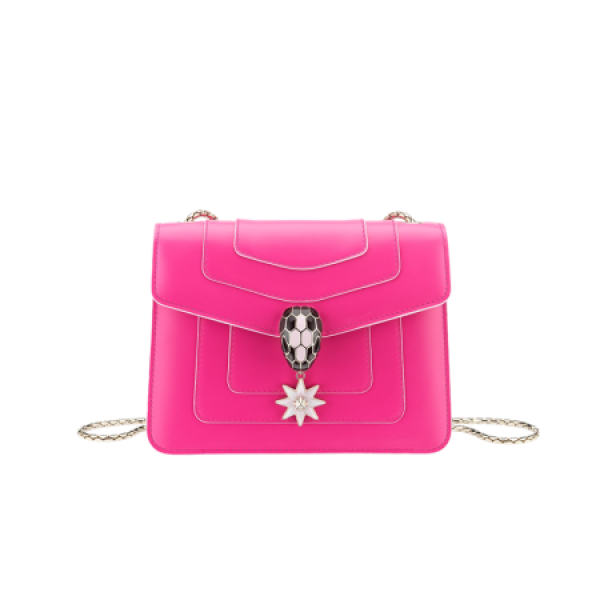 bvlgari宝格丽女包单肩包粉红色小牛皮斜挎包肩背包玛瑙八角星吊坠