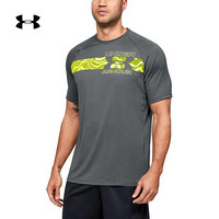 安德玛官方UA Tech Graphic男子运动短袖T恤Under Armour1352052 灰色012 L