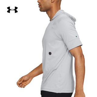 安德玛官方UA RUSH男子运动短袖连帽T恤Under Armour1328700 灰色011 M