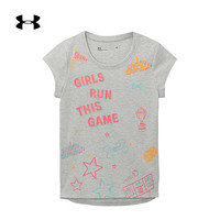 安德玛官方UA Run This Game女小童运动短袖T恤Under Armour1358328 灰色014 6X