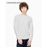 CK JEANS  男士Logo时尚圆领长袖T恤 J313410 112-白色 L